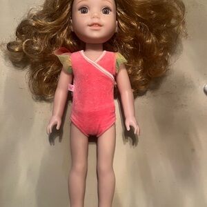 American Girl Willa Wellie Wisher Doll in pink leotard brown eyes blond hair
